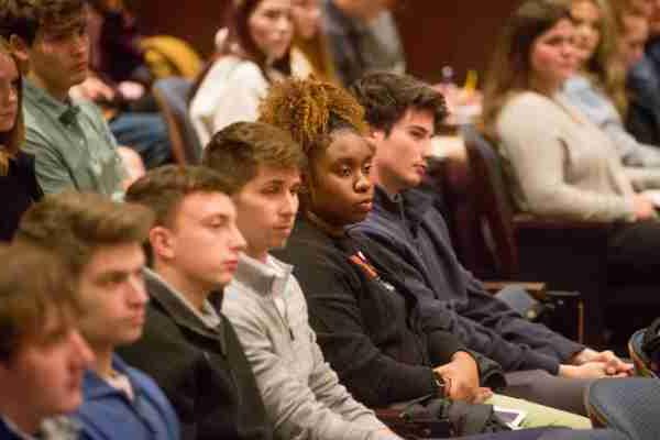 Students listen to Mary Frances Berry speak during MLK event.