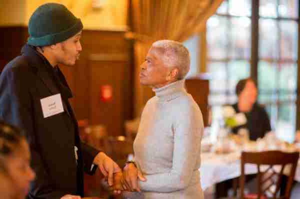 Dr. Mary Frances Berry chats with Cook Leadership Academy student.